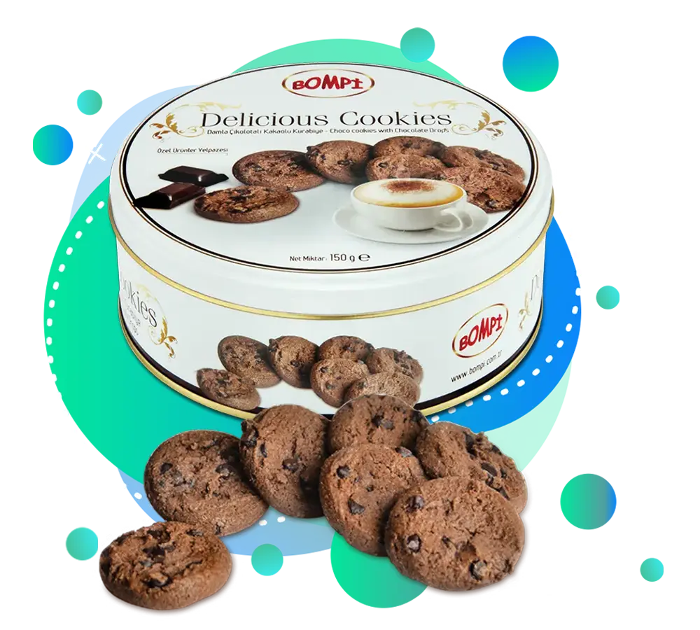 Bompi Food - Delicious Cookies - Cocoa Cookies with Chocolate Chips - 150gr